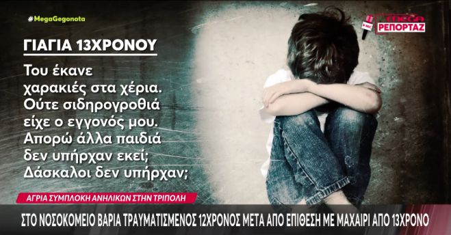 Γιαγιά 12χρονου στο Μega: "Ανησυχώ και για τα δύο παιδιά - Ο εγγονός μου είναι χαρακωμένος παντού, στο μάτι, στο σβέρκο, στην πλάτη" (vd)