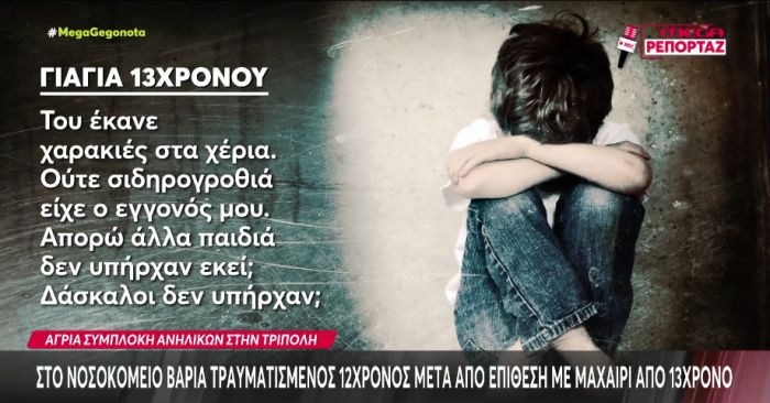 Γιαγιά 12χρονου στο Μega: "Ανησυχώ και για τα δύο παιδιά - Ο εγγονός μου είναι χαρακωμένος παντού, στο μάτι, στο σβέρκο, στην πλάτη" (vd)