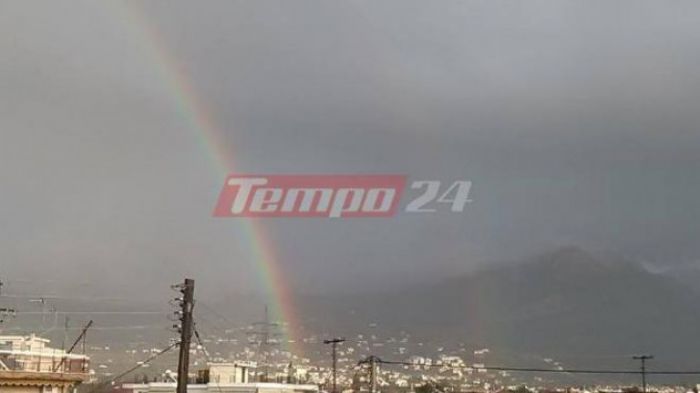 Πάτρα: Μετά τη μπόρα, το εντυπωσιακό ουράνιο τόξο! (vd)