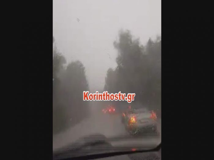 Σφοδρή χαλαζόπτωση χθες στην Κορινθία! (vd)