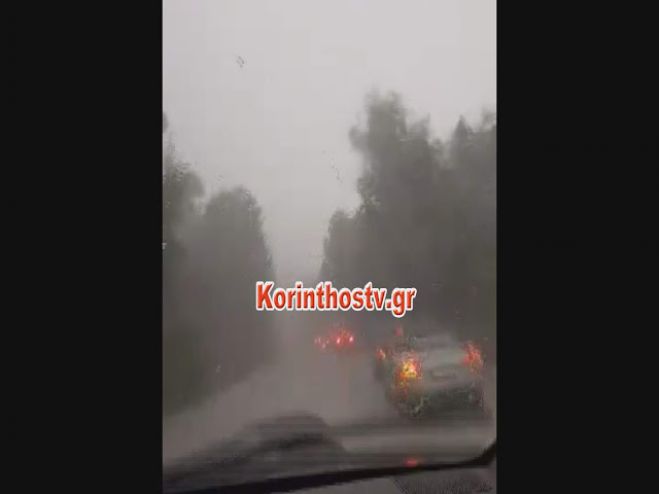 Σφοδρή χαλαζόπτωση χθες στην Κορινθία! (vd)