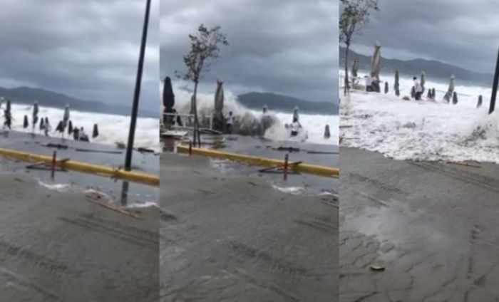 Βίντεο-σοκ από την Καλαμάτα |Τα κύματα «καταπίνουν» εργαζόμενους που μαζεύουν ξαπλώστρες
