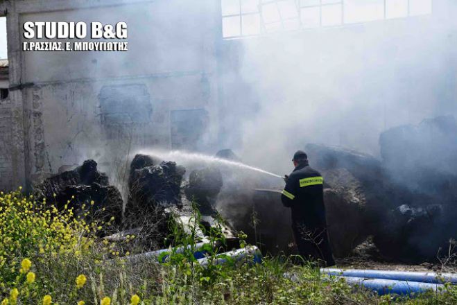 Πυρκαγιά σε παλιό εργοστάσιο της Αργολίδας (vd)