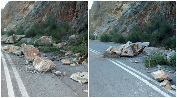 Λαγκάδια | Τεράστια βράχια έπεσαν στην Εθνική Οδό "Τρίπολης - Πύργου"