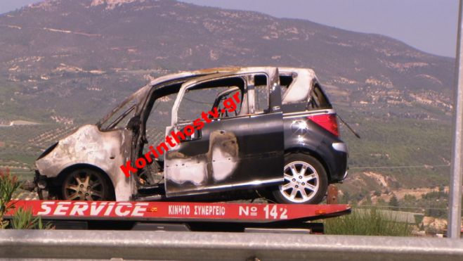 Αυτοκίνητο πήρε φωτιά εν κινήσει κοντά στα διόδια Σπαθοβουνίου (vd)