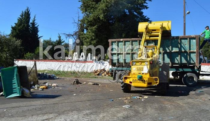 Μαζεύονται σκουπίδια σήμερα πίσω από το στρατόπεδο της Τρίπολης (vd)