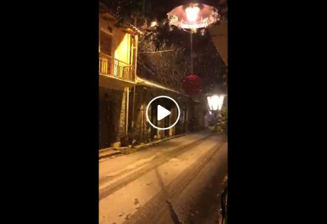 Τα χιονισμένα Λαγκάδια στη Γορτυνία (live video)