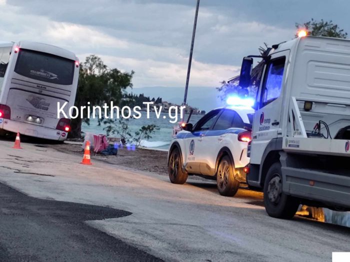 Η παλαιά εθνική οδός Κορίνθου – Πατρών υπέστη καθίζηση την ώρα που περνούσε λεωφορείο των ΚΤΕΛ
