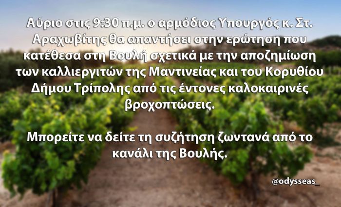 &Beta;&omicron;&upsilon;&lambda;ή | &Sigma;&upsilon;&zeta;ή&tau;&eta;&sigma;&eta; &tau;&omicron; &pi;&rho;&omega;ί &tau;&eta;&sigmaf; &Pi;έ&mu;&pi;&tau;&eta;&sigmaf; -&mu;&epsilon;&tau;ά &alpha;&pi;ό &epsilon;&rho;ώ&tau;&eta;&sigma;&eta; &Kappa;&omega;&nu;&sigma;&tau;&alpha;&nu;&tau;&iota;&nu;ό&pi;&omicron;&upsilon;&lambda;&omicron;&upsilon;- &gamma;&iota;&alpha; &tau;&iota;&sigmaf; &zeta;&eta;&mu;&iota;έ&sigmaf; &sigma;&tau;&alpha; &alpha;&mu;&pi;έ&lambda;&iota;&alpha; &tau;&eta;&sigmaf; &Mu;&alpha;&nu;&tau;&iota;&nu;&epsilon;ί&alpha;&sigmaf;