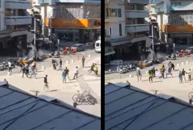 Άγριο ξύλο μεταξύ Πακιστανών στην πλατεία Ελευθερίας (vd)