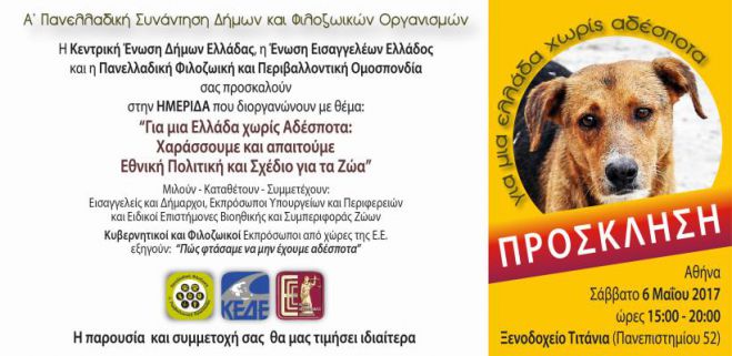 Δήμαρχοι και φιλοζωικές οργανώσεις οργανώνουν συνάντηση για μια &quot;Ελλάδα χωρίς αδέσποτα&quot;!