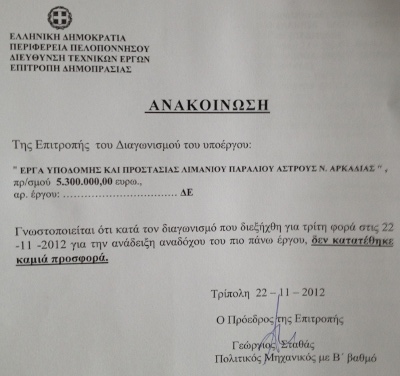 Ούτε και σήμερα δημοπρατήθηκε το Λιμάνι του Παραλίου Άστρους