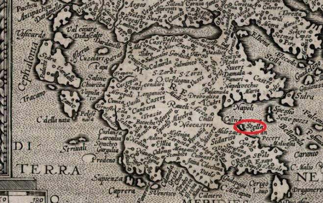 Χάρτης του 1600 αναφέρει το Παράλιο Άστρος με το όνομα &quot;Stella&quot;