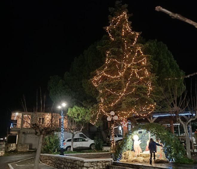 Φωταγωγήθηκε το Χριστουγεννιάτικο δένδρο στην Κανδήλα (vd)