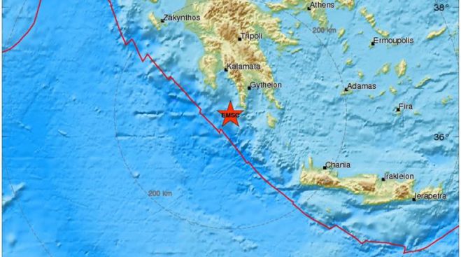 Σεισμός 4 Ρίχτερ νότια της Μεσσηνίας