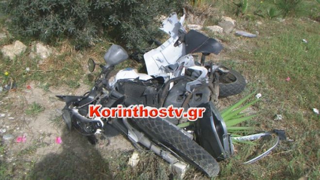 Σύγκρουση Ι.Χ. με μηχανή της ομάδας ΔΙΑΣ στην Κορινθία (vd)