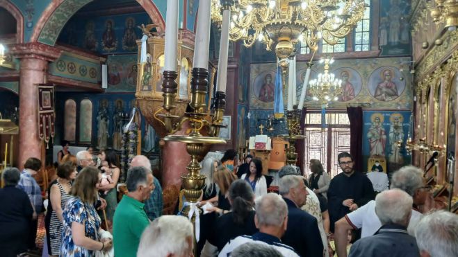&Eta; &Nu;&upsilon;&mu;&phi;&alpha;&sigma;ί&alpha; &tau;ί&mu;&eta;&sigma;&epsilon; &tau;&omicron;&nu; Ά&gamma;&iota;&omicron; &Gamma;&epsilon;&rho;&beta;ά&sigma;&iota;&omicron;, &tau;&omicron; &phi;&omega;&tau;&epsilon;&iota;&nu;ό &tau;έ&kappa;&nu;&omicron; &tau;&eta;&sigmaf; (&epsilon;&iota;&kappa;ό&nu;&epsilon;&sigmaf;)