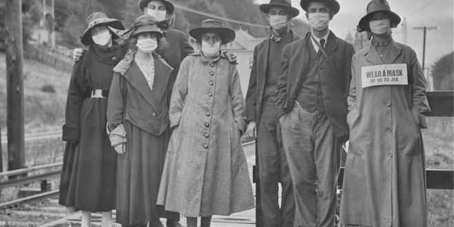 &Eta; &iota;&sigma;&pi;&alpha;&nu;&iota;&kappa;ή &gamma;&rho;ί&pi;&eta; &tau;&omicron;&upsilon; 1918 | &Omicron; &laquo;&pi;ό&lambda;&epsilon;&mu;&omicron;&sigmaf; &tau;&eta;&sigmaf; &mu;ά&sigma;&kappa;&alpha;&sigmaf;&raquo; 100 &chi;&rho;ό&nu;&iota;&alpha; &pi;&rho;&iota;&nu;