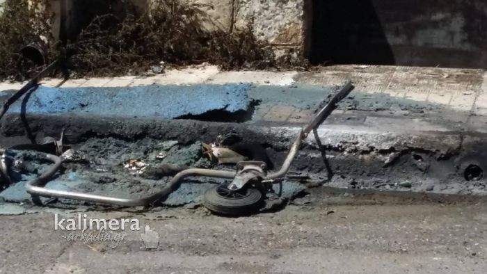 Τρίπολη | Στάχτη έγινε κάδος απορριμμάτων στην οδό "Λαγοπάτη" (εικόνες)