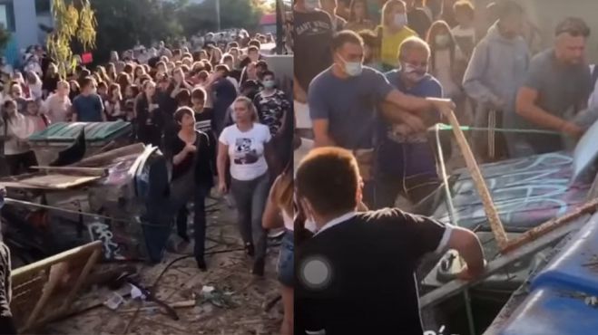 Άλιμος |  Άγριο ξύλο με γονείς και μαθητές σε υπό κατάληψη σχολείο (εικόνες - βίντεο)