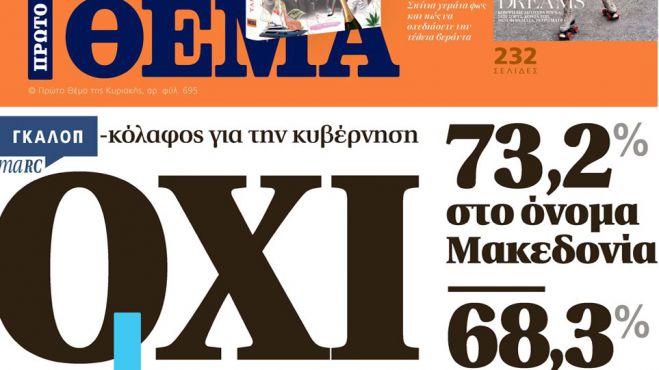 Γκάλοπ Marc | 73% λέει &quot;όχι&quot; στο όνομα &quot;Βόρεια Μακεδονία&quot;