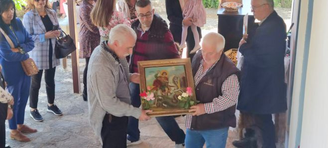 &Eta; &gamma;&iota;&omicron;&rho;&tau;ή &tau;&omicron;&upsilon; &Alpha;&gamma;ί&omicron;&upsilon; &Gamma;&epsilon;&omega;&rho;&gamma;ί&omicron;&upsilon; &sigma;&tau;&eta;&nu; &Sigma;ί&tau;&alpha;&iota;&nu;&alpha; &Kappa;&upsilon;&nu;&omicron;&upsilon;&rho;ί&alpha;&sigmaf; (&epsilon;&iota;&kappa;ό&nu;&epsilon;&sigmaf; - &beta;ί&nu;&tau;&epsilon;&omicron;)