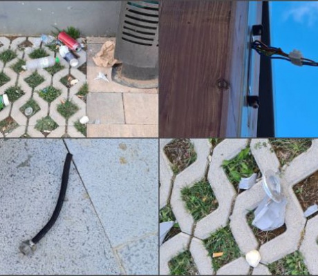 Σπασμένα φωτιστικά, γκράφιτι και σκουπίδια στη νέα πλατεία της Αγίας Βαρβάρας | Άμεση αντίδραση από τον δήμο Τρίπολης (εικόνες)