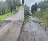 Καθίζηση σε δρόμο στην Αετορράχη Γορτυνίας (εικόνες)