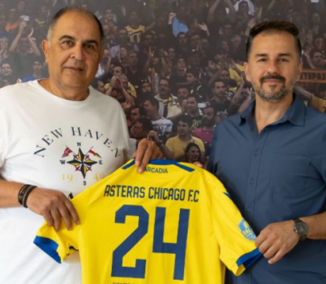 Ο Αντιπρόεδρος της ΠΑΕ ASTERAS AKTOR, Δημήτρης Μποροβήλος υποδέχθηκε τον ιδρυτή του Asteras Tripolis Chicago F.C.