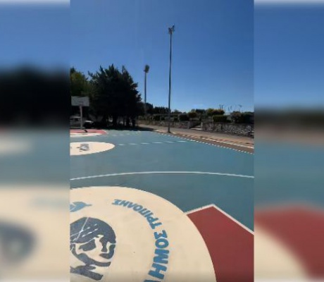 Νέος φωτισμός στο υπαίθριο γήπεδο μπάσκετ του ΔΑΚ Τρίπολης (vd)