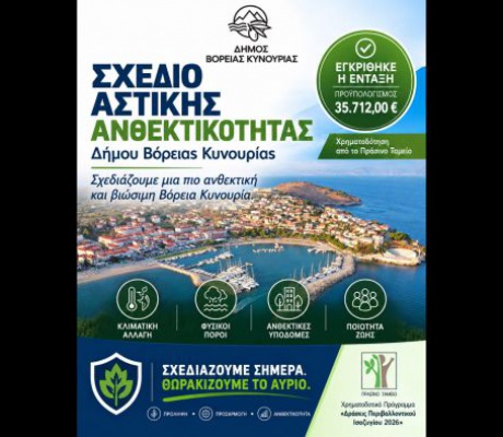 Ένταξη της πρότασης του Δήμου Βόρειας Κυνουρίας για την «Εκπόνηση Σχεδίου Αστικής Ανθεκτικότητας (Σ.Α.Α.)» από το Πράσινο Ταμείο
