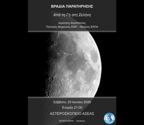 Βραδιά παρατήρησης το Σάββατο στο Αστεροσκοπείο Ασέας