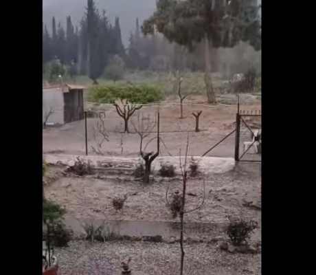 Ισχυρή χαλαζόπτωση στην Τεγέα! (vd)