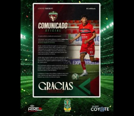 Η Μεξικανική Coyotes Tlaxcala FC ανακοίνωσε ότι τη μετεγγραφή του Jordan Silva στον Αστέρα Τρίπολης!