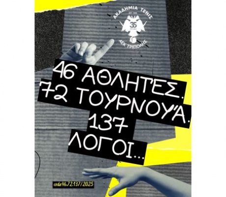 46 αθλητές, 72 τουρνουά, 137 λόγοι ... Tennis AEK Tripolis