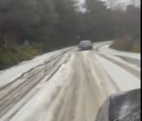 Έντονη χαλαζόπτωση στην 111 ΕΟ Πατρών–Τριπόλεως (vd)