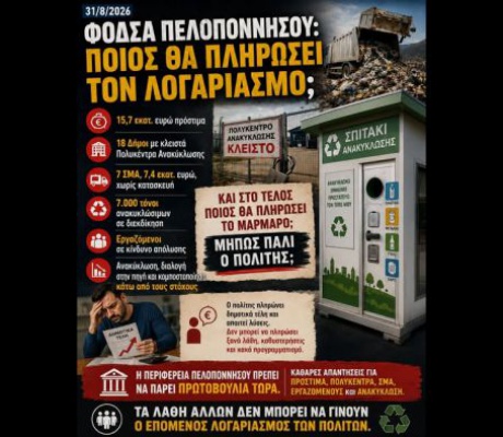 Μάκαρης για ΦΟΔΣΑ Πελοποννήσου: "Σοβαρά ανοιχτά μέτωπα: πρόστιμα, δικαστικές διεκδικήσεις, κλειστά Πολυκέντρα, εργαζόμενοι σε ανασφάλεια"