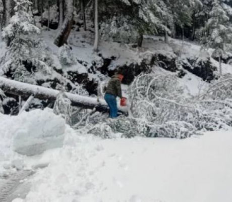 "Μάχη" μέσα στα χιόνια για να παραμείνουν ανοιχτοί οι δρόμοι στη Γορτυνία (vd)