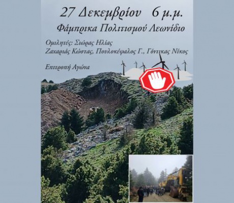 Λεωνίδιο | Συγκέντρωση της Επιτροπής Αγώνα για τις ανεμογεννήτριες στον Πάρνωνα