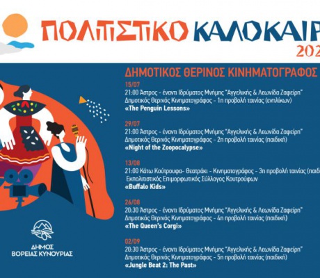 Ο Θερινός Κινηματογράφος επιστρέφει για 5η συνεχή χρονιά στον Δήμο Βόρειας Κυνουρίας